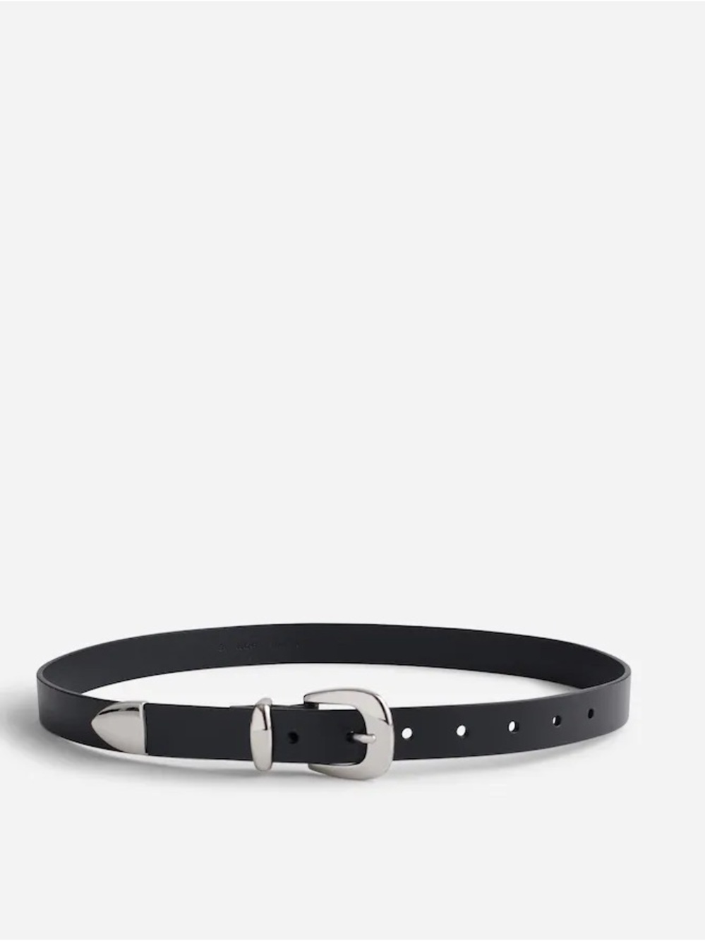 Madewell Skinny Western Black Leather Belt with Silver Buckle